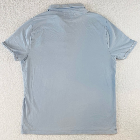 EXPRESS • Blue/White Short Sleeve Stretch Polo Tee - Picture 3 of 15